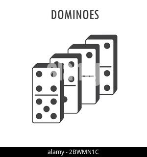 icona domino bones. elemento di gioco, isolato su sfondo bianco, illustrazione vettoriale Illustrazione Vettoriale