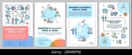 Modello di brochure per la condivisione di pro e contro economici Illustrazione Vettoriale