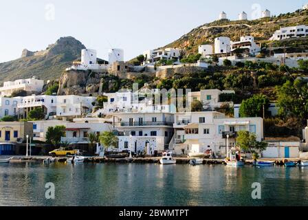 Vista del villaggio Panteli sull'isola di Leros, Grecia. Foto Stock