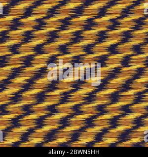 Strato a corda Twist metallizzato Space DYed Glow. Texture. Effetto venato motivo senza giunture. Tessuto Ikat VIBRANT Diagonal Line. Melange d'oro Illustrazione Vettoriale