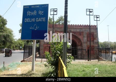 Porta storica di Delhi, metropolitana di Delhi, Marg subhash Netaji, Daryaganj, Nuova Delhi, Delhi, India (Foto Copyright © Saji Maramon) Foto Stock