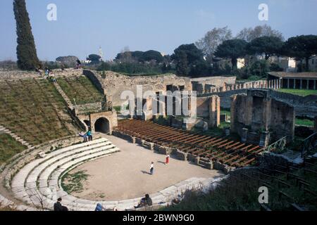 II secolo a.C. grande teatro romano a Pompei, Italia Foto Stock