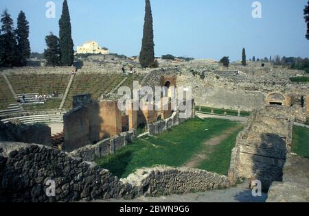 II secolo a.C. grande teatro romano a Pompei, Italia Foto Stock