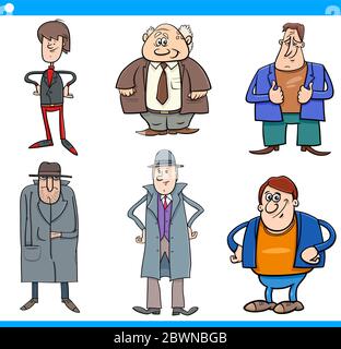 Cartoon illustrazione Set di fumetto di uomini caratteri Illustrazione Vettoriale