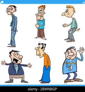 Cartoon illustrazione serie di divertenti personaggi uomini Illustrazione Vettoriale