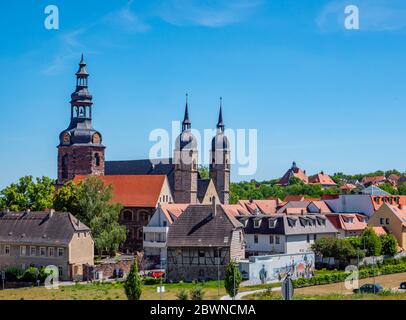 Vista panoramica sulla città di Lutherstadt Wittenberg Foto Stock