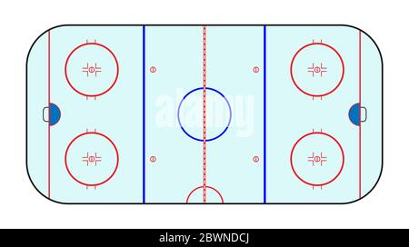 Campo di hockey. Illustrazione vettoriale di un'illustrazione schematica, piatta Illustrazione Vettoriale