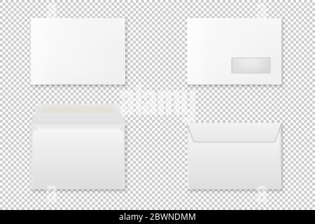 Set di inviluppi realistico vuoto. Mockup vettoriale. Illustrazione Vettoriale