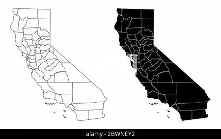 Mappe della contea della California Illustrazione Vettoriale