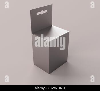 Confezione di prodotti in scheda grigia per Mockups Foto Stock