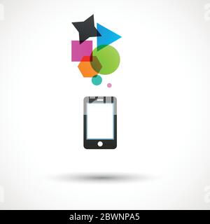 Smartphone Vector Black con forme geometriche astratte. Logo colorato Illustrazione Vettoriale