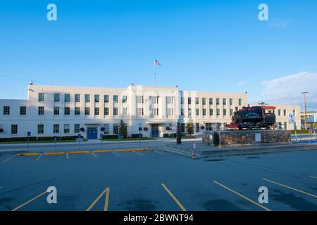 Anchorage Depot è il terminal della ferrovia dell'Alaska nel centro di Anchorage, Alaska, Alaska, Stati Uniti. Foto Stock