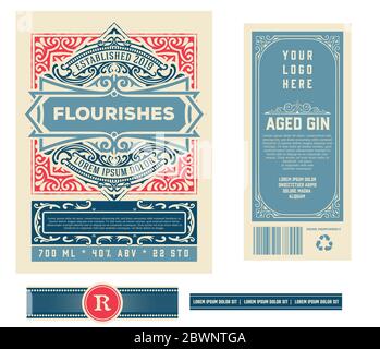 Vintage Gin etichetta. A strati vettoriali Illustrazione Vettoriale