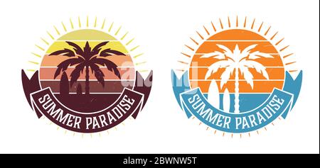 Design estivo d'epoca con auto d'epoca. Vettore stratificato Illustrazione Vettoriale