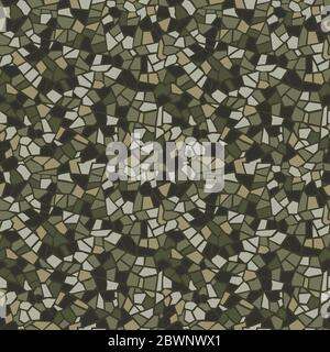 MOSAICO MILITARE MOTIVO SENZA GIUNTURE. Modello vettoriale astratto. Mosaico di colore esercito. Illustrazione Vettoriale