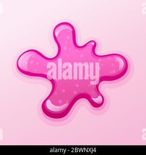 Illustrazione vettoriale di un blob pieno di glitter colorato. Girly goo macchia su sfondo rosa. Gioco divertente per bambini Illustrazione Vettoriale
