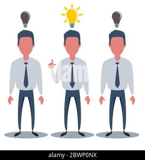 Composito digitale di persone aziendali con lampadina sulla testa Illustrazione Vettoriale