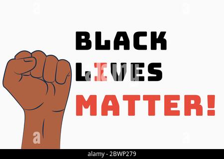 Black Lives Matter Illusrision mostra pugno colorato in protesta. In molte città degli Stati Uniti d'America (USA) si sta manifestando una grande protesta Foto Stock