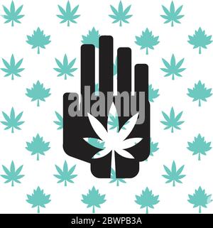 Marijuana in mano con Canada acero & pentola foglia di sfondo Illustrazione Vettoriale