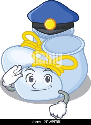 Disegno cartoon ufficiale della polizia di stivali bambino ragazzo che indossa un cappello blu Illustrazione Vettoriale