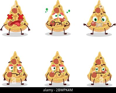 Fetta di pizza cartoon carattere con espressione nope Illustrazione Vettoriale