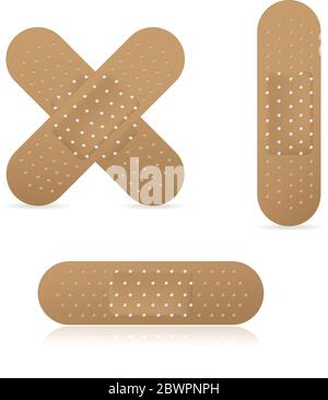 Set di collanti cerotti medici elastici per bendaggio, Vector illustration Illustrazione Vettoriale