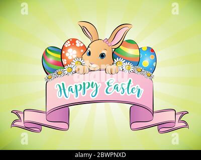 Felice biglietto d'auguri di Pasqua, Vector Illustration Illustrazione Vettoriale