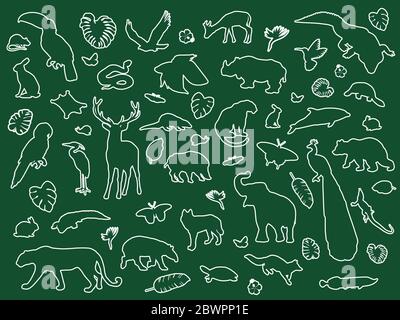 Profilo a forma di animale isolato, illustrazione vettoriale Illustrazione Vettoriale