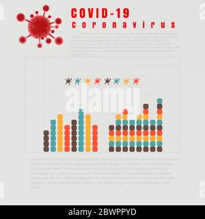 Grafici e tabelle per la visualizzazione dei dati vettoriali Coronavirus COVID-19. Elementi del mercato dei dati delle notizie, infografica informativa. Statistiche e dati Illustrazione Vettoriale