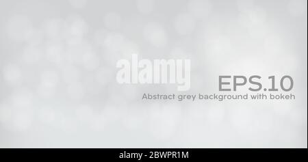 Sfondo grigio con cerchio bokeh morbido. Sfondo astratto bokeh sfocato. Bokeh grigio chiaro per banner grafico. Sfondo grigio chiaro con sfocatura morbida. Vector Illustrazione Vettoriale