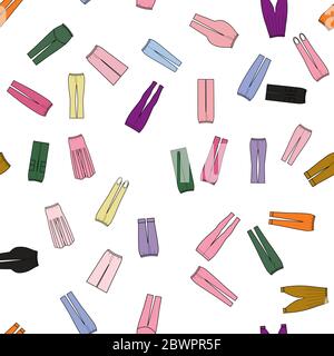 Set pantaloni per donna. Pantaloni illustrazione vettoriale per le ragazze. Sfondo con ripetizione senza giunture. Illustrazione Vettoriale