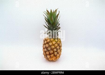 Ananas intero. Sfondo bianco. Affresco cracked art Foto Stock