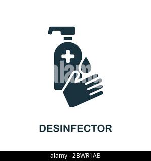 Icona disinfettante. Elemento semplice della collezione di coronavirus. Icona Creative Disinfector per web design, modelli, infografiche e altro ancora Illustrazione Vettoriale