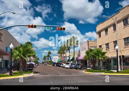 Jackson Street, Downtown Harlingen, Rio Grande Valley, Texas, Stati Uniti Foto Stock