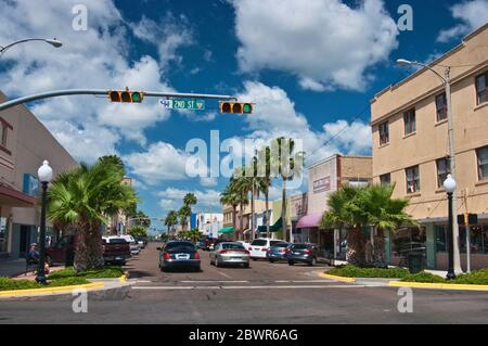 Jackson Street, Downtown Harlingen, Rio Grande Valley, Texas, Stati Uniti Foto Stock