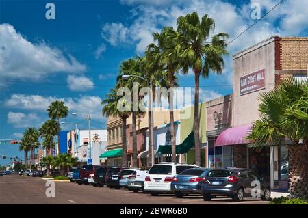 Jackson Street, Downtown Harlingen, Rio Grande Valley, Texas, Stati Uniti Foto Stock