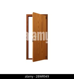 Vettore realistico aperto marrone icona di legno chioseup isolato su sfondo bianco. Elementi dell'architettura. Modello di progetto per la grafica Illustrazione Vettoriale