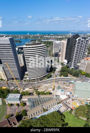 Melbourne Australia 4 febbraio 2020 : veduta aerea aerea della costruzione in corso del progetto Metro Tunnel a Melbourne Australia Foto Stock