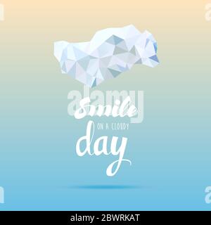 Sorriso su una scritta nuvolosa giorno basso illustrazione poly Illustrazione Vettoriale
