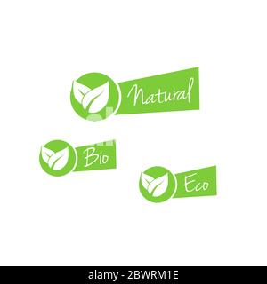 Etichette naturali, bio ed ecologiche Illustrazione Vettoriale