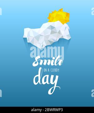 Sorriso su una scritta nuvolosa giorno basso illustrazione poly Illustrazione Vettoriale