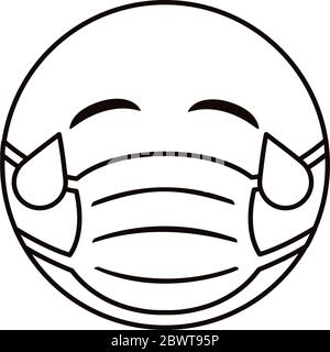 emoji indossando una linea di maschere mediche Illustrazione Vettoriale