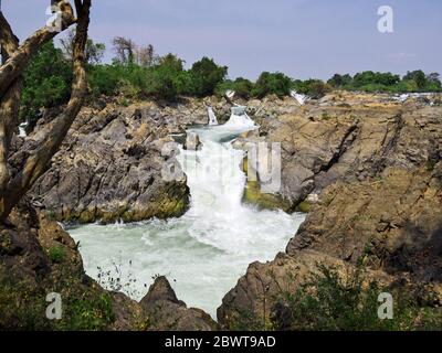 Cascate Khone Phapheng nel Laos meridionale Foto Stock