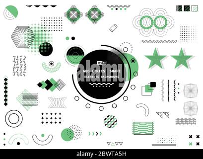 Astratto design nero e verde sfondo geometrico elemento memphis. Decorare per poster, modello, illustrazione, annuncio, stampa. Illustrazione vettoriale eps10 Illustrazione Vettoriale