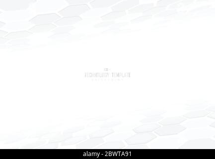 Astratta tecnologia disegno di modello esagonale di prospettiva di elemento con sfondo ombra. Da utilizzare per annunci, poster, grafica, modello di disegno, stampa. Illustrazione Vettoriale