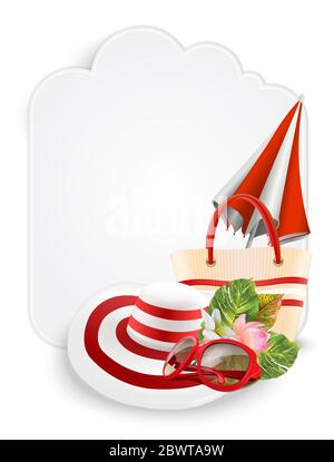 Illustrazione con design stagionale per coupon, voucher, banner, volantino. Basta aggiungere il tuo messaggio allo spazio vuoto sul banner. Isolato su sfondo bianco Foto Stock