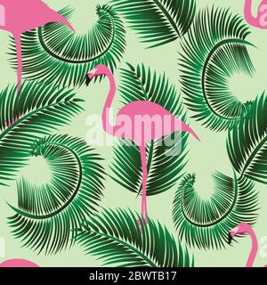 Flamingo esotico motivo senza giunture. Illustrazione Vettoriale