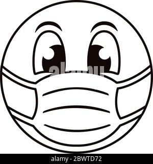 emoji indossando una linea di maschere mediche Illustrazione Vettoriale