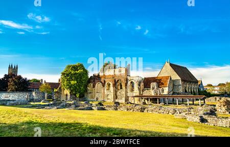 Rovine dell'abbazia di St Augustine a Canterbury, Inghilterra Foto Stock