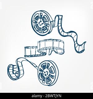 linea di illustrazione dello schizzo vettoriale della pellicola celluloide Illustrazione Vettoriale